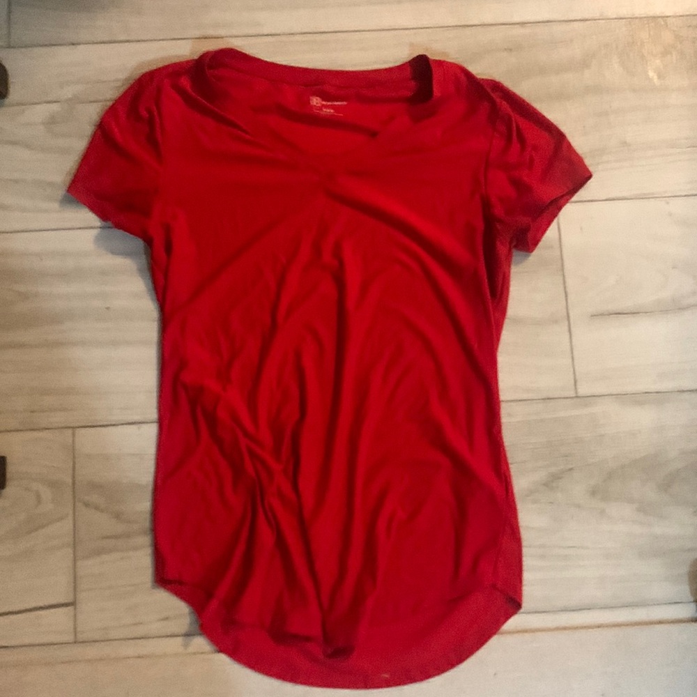 red V-neck T-shirt
